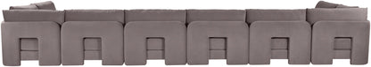Hammond - Velvet Performance Fabric Upholstered 8 Piece U-Shaped Armless Sectional - Beige
