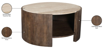 Solstice - Travertine And Mango Wood Table