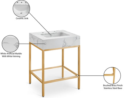 Marmo - Engineered Marble Bathroom Vanity With Gold Base