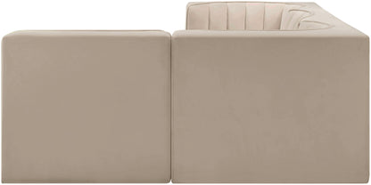 Rummi - Velvet Performance Fabric Upholstered 4 Piece Modular Sectional