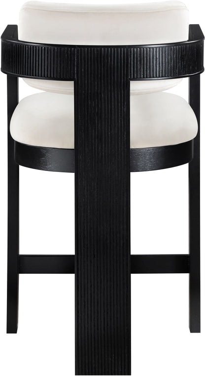 Sacha - Velvet Stool With Black Base