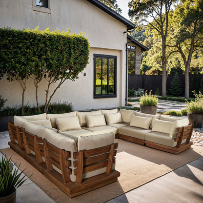 Mirella - 8 Piece Water Resistant Fabric Upholstered Outdoor Patio Modular Sectional