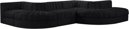 Rummi - Rounded Velvet Performance Fabric Upholstered 6 Piece Modular Sectional
