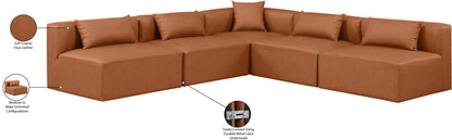 Cube - 5 Piece Modular Corner Armless Sectional - Cognac