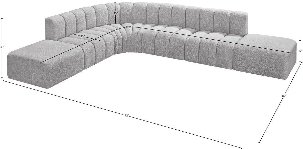 Arc - Boucle Fabric 7 Piece Corner Modular Sofa