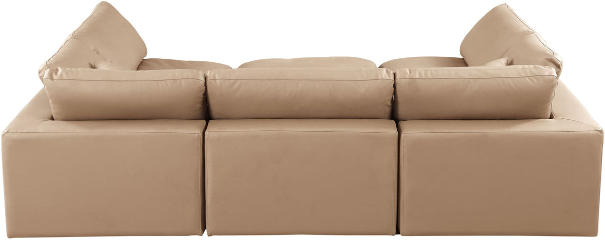 Comfy - 6 Piece Faux Leather Sectional - Tan
