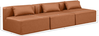 Cube - Modular 3 Piece Armless Sofa - Cognac