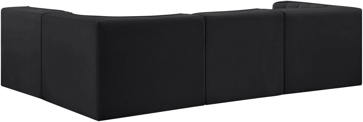 Rummi - Velvet Performance Fabric Upholstered 4 Piece Modular Sectional