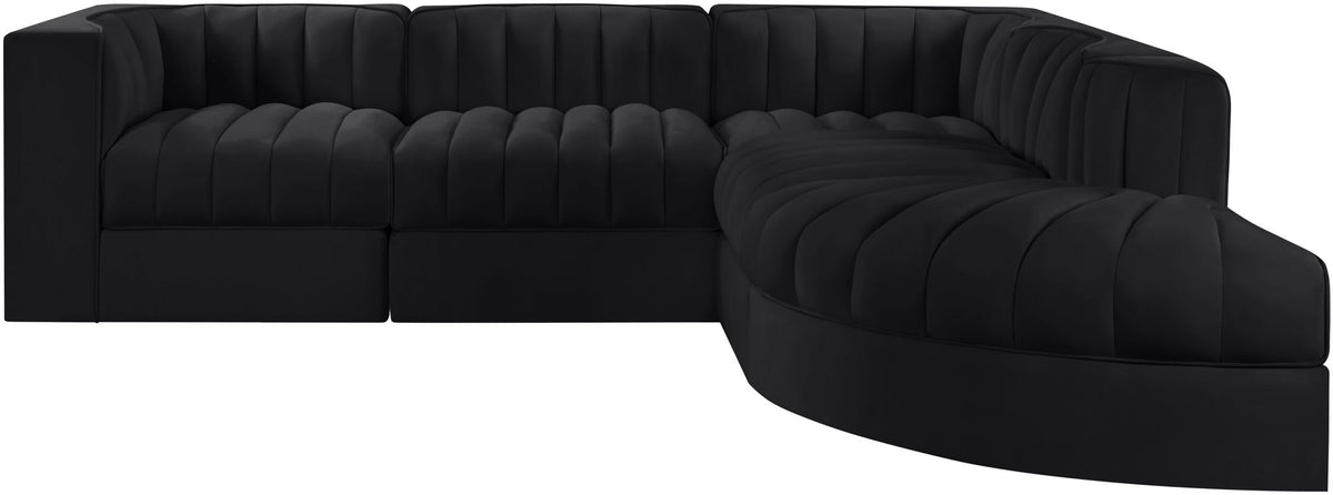 Rummi - Velvet Performance Fabric Upholstered 5 Piece Modular Sectional
