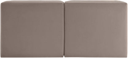 Rummi - Velvet Performance Fabric Upholstered 2 Piece Modular Armless Loveseat