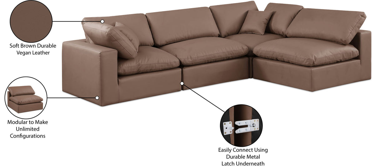 Comfy - 4 Piece Faux Leather Modular Armless Sectional