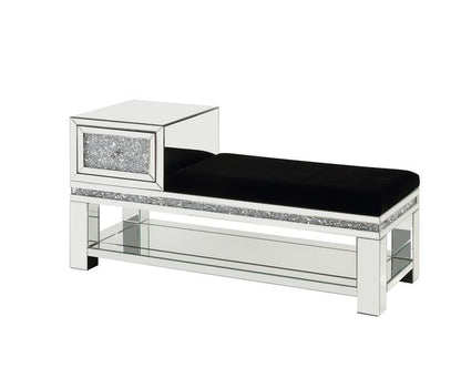 Noralie - 24" Bench With Storage - Mirrored & Faux Diamonds