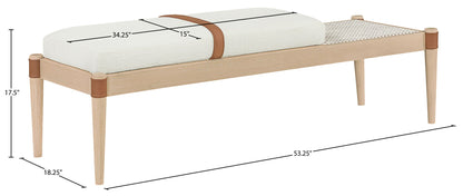 Nara - Linen Textured Fabric Upholstered Bench - Painted Natural