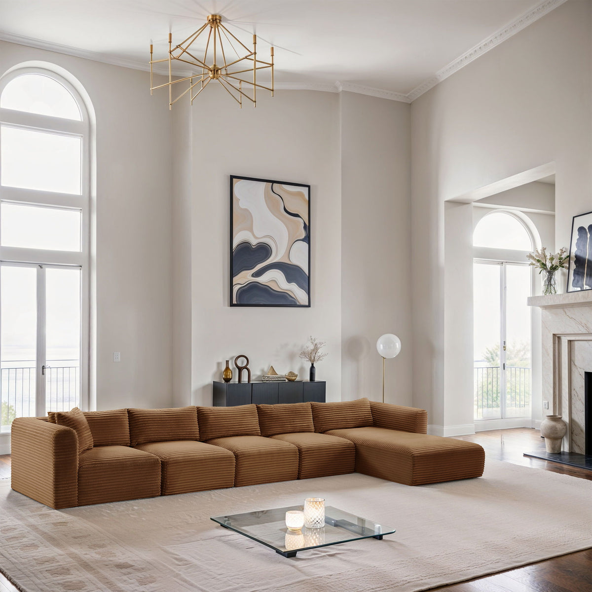 Shaggy - Fabric 5 Piece Modular Sectional With Chaise
