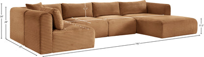 Shaggy - Fabric 5 Piece Modular U-Shaped Sectional