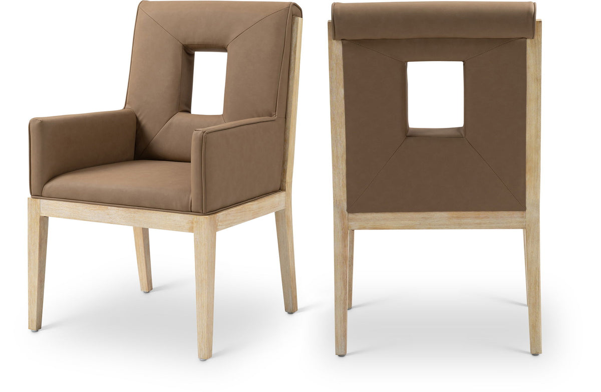 Gwendolyn - Faux Leather Dining Arm Chair With Natural Frame