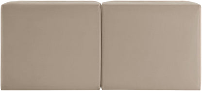 Rummi - Velvet Performance Fabric Upholstered 2 Piece Modular Armless Loveseat