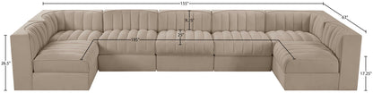 Rummi - Velvet Performance Fabric Upholstered 7 Piece Modular Sectional (With 2 Corner Chairs)