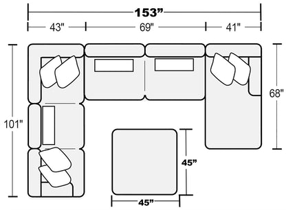 Titan - Sectional With Comfort Coil Seating, Cocktail Ottoman And Accent Pillows Included