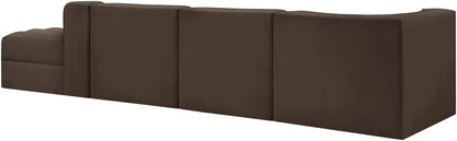 Rummi - Velvet Performance Fabric Upholstered 4 Piece Modular Sectional With Reverse Corner Chair
