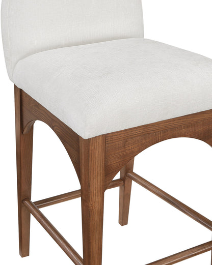 Waldorf - Chenille Stool With Brown Legs