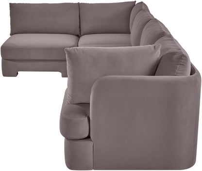 Hammond - Velvet Performance Fabric Upholstered 5 Piece L-Shaped Sectional