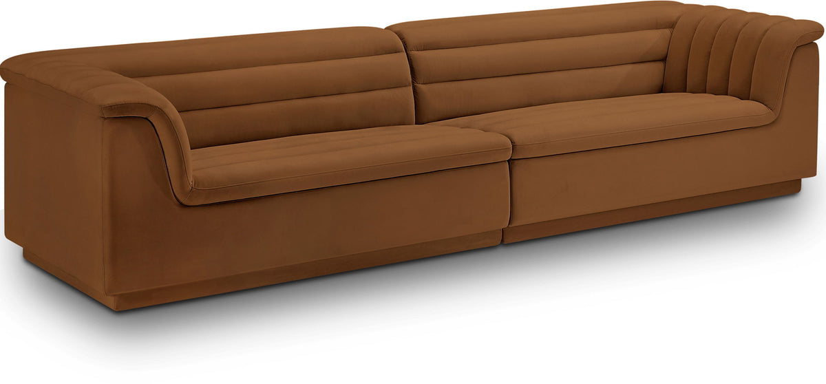 Cascade - Velvet Modular Sofa - Saddle