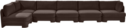 Hammond - Velvet Performance Fabric Upholstered 6 Piece L-Shaped Armless Sectional