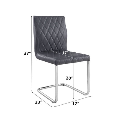 Ansonia - Side Chair (Set of 2) - Gray Synthetic Leather & Chrome
