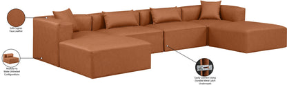 Cube - 6 Piece Modular Double Chaise Sectional - Cognac