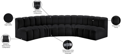Arc - Faux Leather 5 Piece U-Shaped Modular Sofa