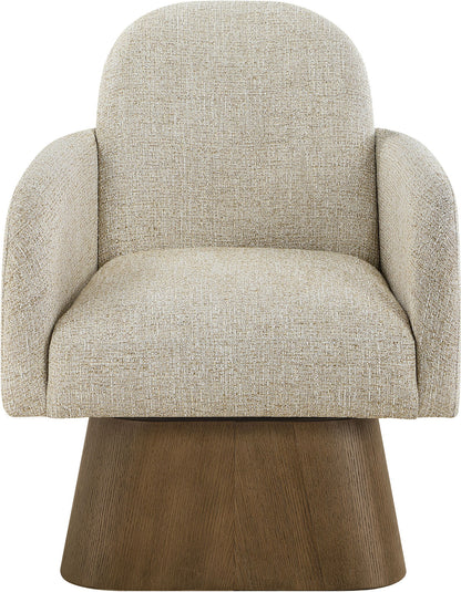 Marlowe - Linen Textured Fabric Upholstered Swivel Accent Chair - Stained Brown