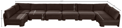 Hammond - Velvet Performance Fabric Upholstered 8 Piece U-Shaped Armless Sectional - Beige