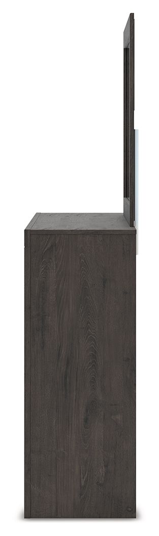 Fraluna - 3 Pc. - Queen Panel Storage Bed, Dresser And Mirror - Charcoal