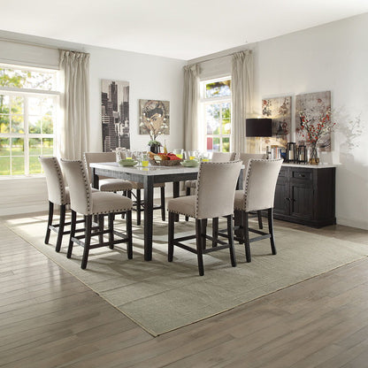 Nolan - Counter Height Chair (Set of 2) - Beige Linen & Salvage Dark Oak