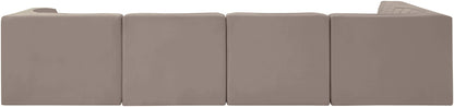 Rummi - Velvet Performance Fabric Upholstered 5 Piece Modular Sectional, L-Shaped (Right)