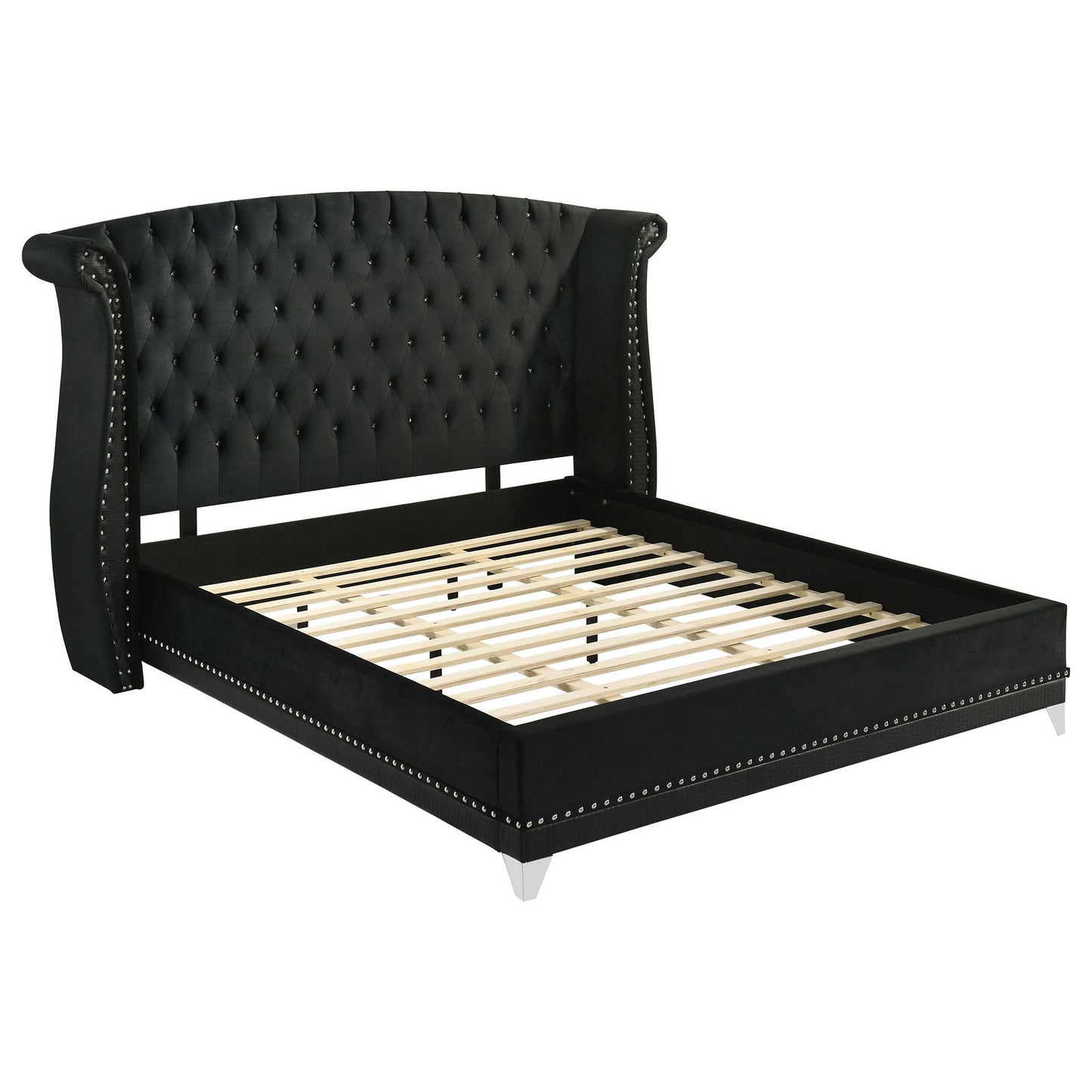 Barzini Upholstered Eastern King Wingback Bed Black