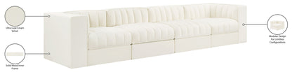 Rummi - Velvet Performance Fabric Upholstered 4 Piece Modular Sofa