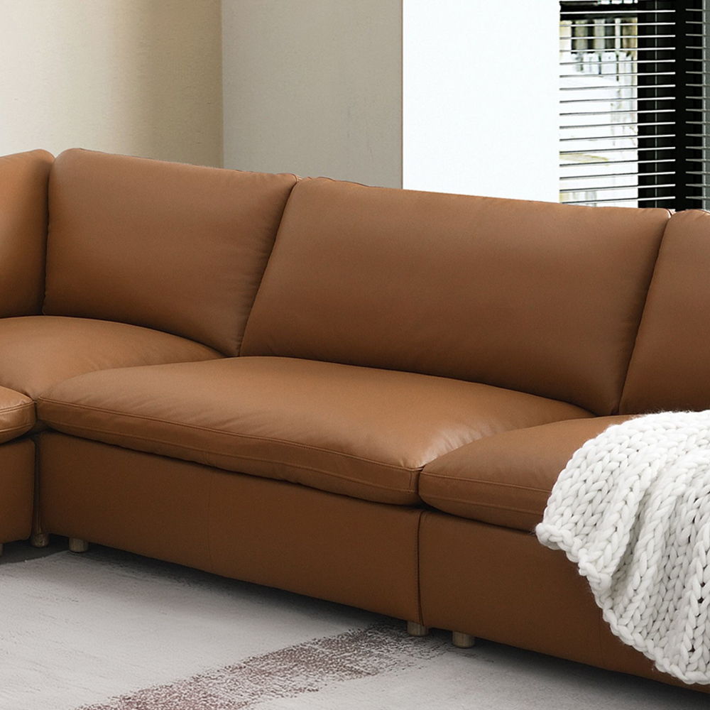 Brighton - Modular Armless Chair - Brown Top Grain Leather