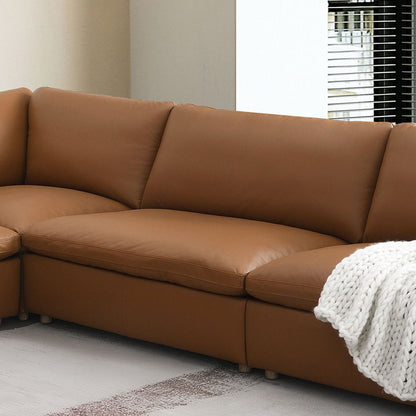 Brighton - Modular Armless Chair - Brown Top Grain Leather