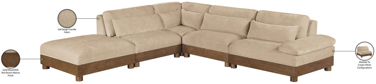 Turin - Chenille Fabric Upholstered Modular Sectional - Beige