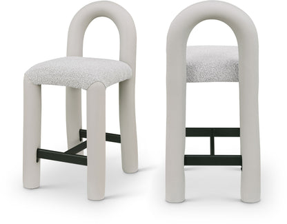 Amari - Vegan Leather and Boucle Fabric Stool