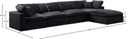 Comfy - 5 Piece Velvet Modular Sectional With Chaise