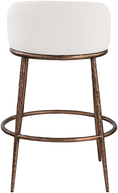 Ferro - Performance Fabric Upholstered Bar Stool - Cream / Antique Bronze