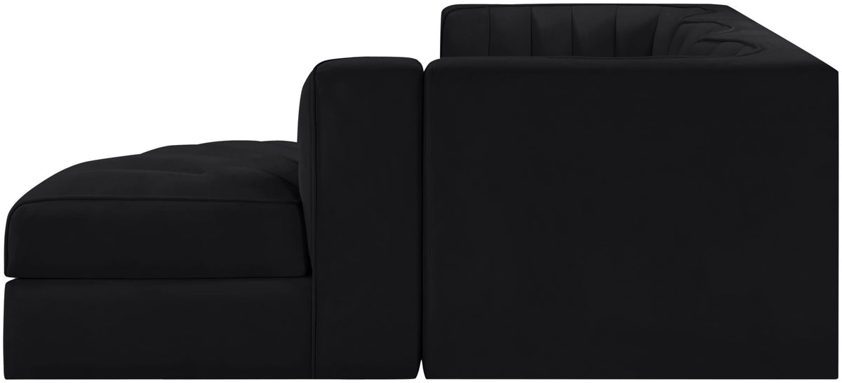 Rummi - Velvet Performance Fabric Upholstered 4 Piece Modular Sectional, With Reverse Corner Chair