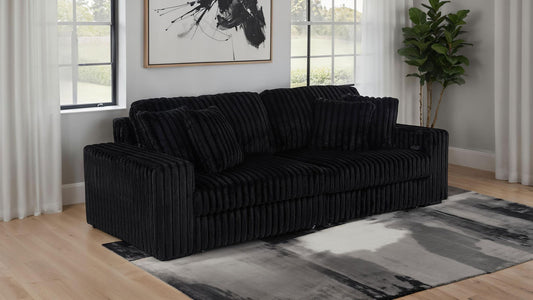 Jacana Corduroy Upholstered Dual Power Chaise Sofa Black