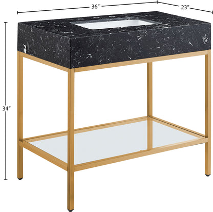Marmo - Engineered Marble Bathroom Vanity With Gold Base