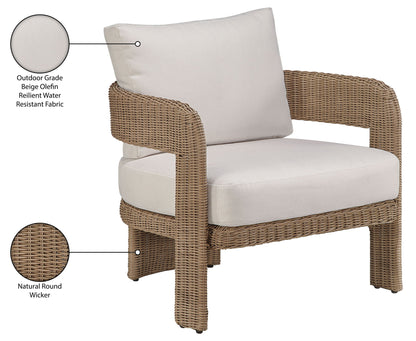 Sandbay - Olefin Water Resistant Fabric And Wicker Outdoor Patio Accent Chair
