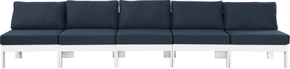 Nizuc - Outdoor Patio 5 Seat Modular Armless Sofa With White Frame