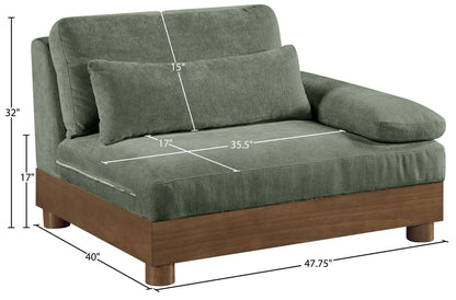 Turin - Chenille Fabric Upholstered Modular Arm Chair - Walnut Base